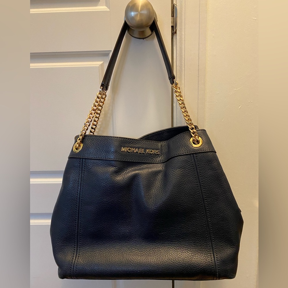 Michael Kors Jet Set chain handbag, navy blue